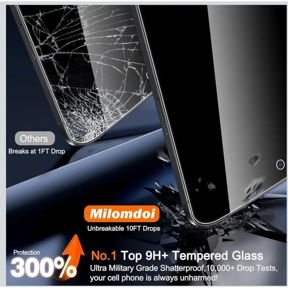 3x iPhone Air 17 Privacy Tempered Glass Screen + 3 Camera Protector 9H Fast Shi